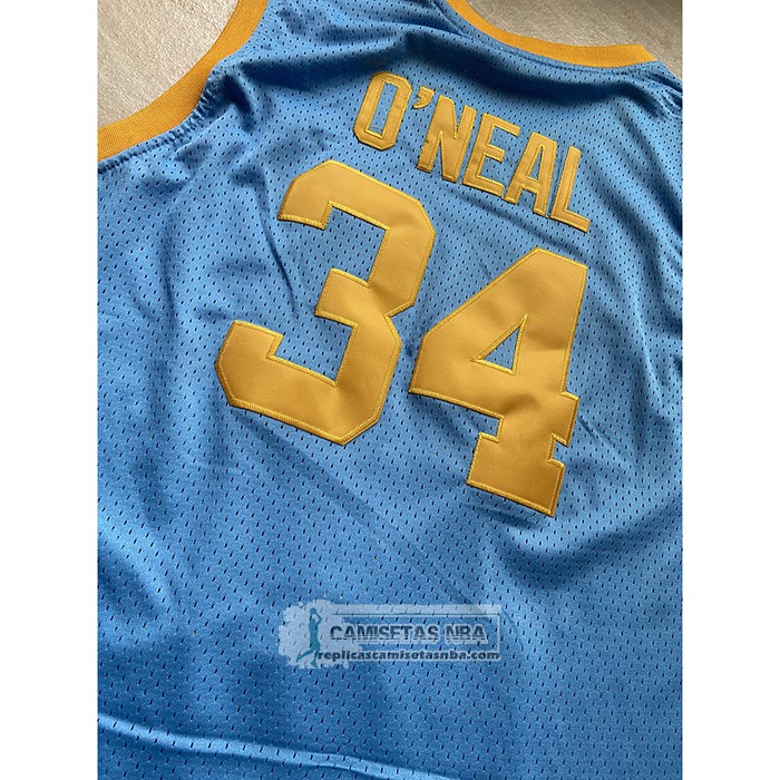 Camiseta Los Angeles Lakers Shaquille O'Neal NO 34 Mitchell & Ness 2001-02 Azul